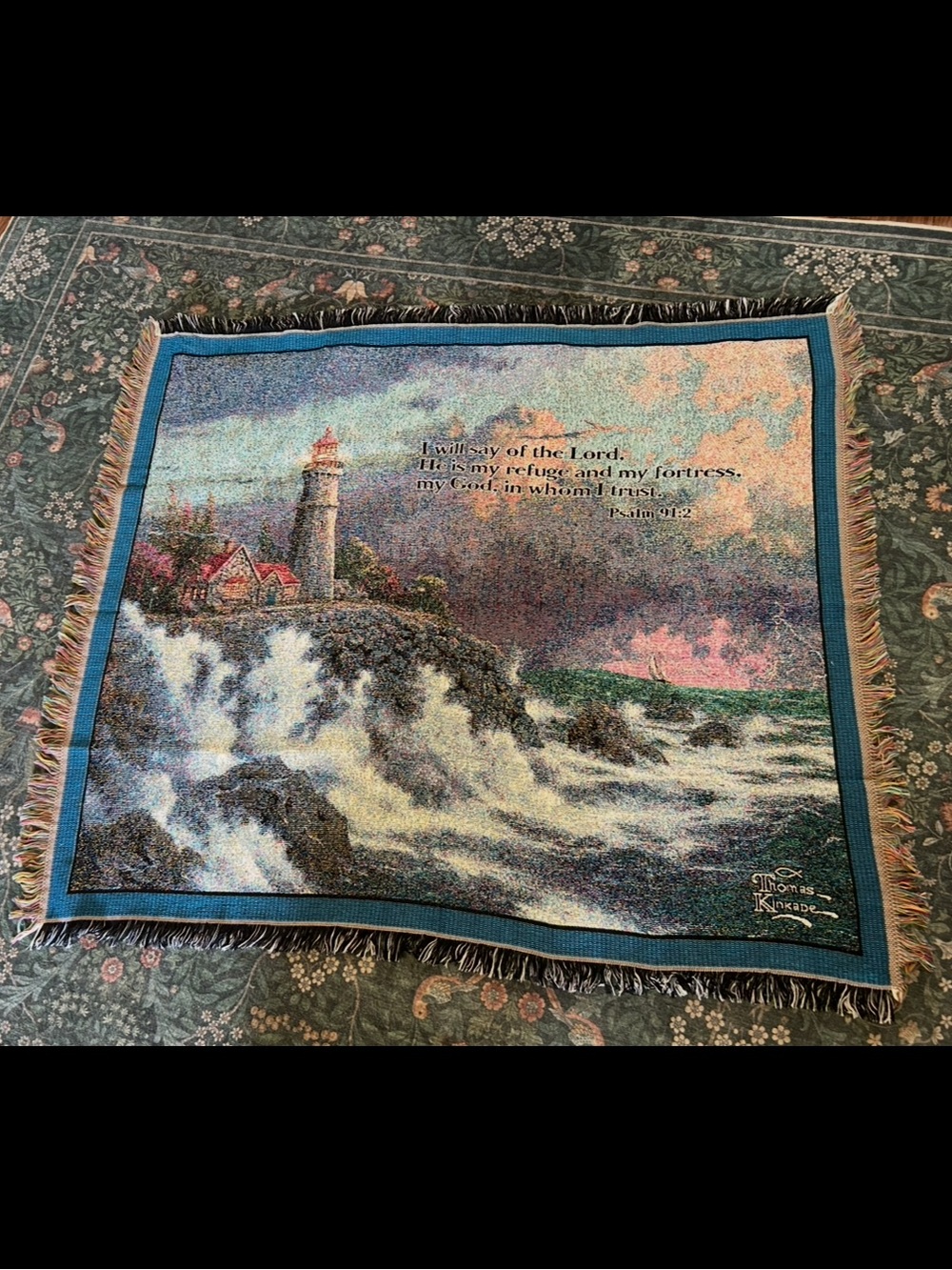 Thomas Kinkade Painter of Light Lighthouse Tapestry Throw